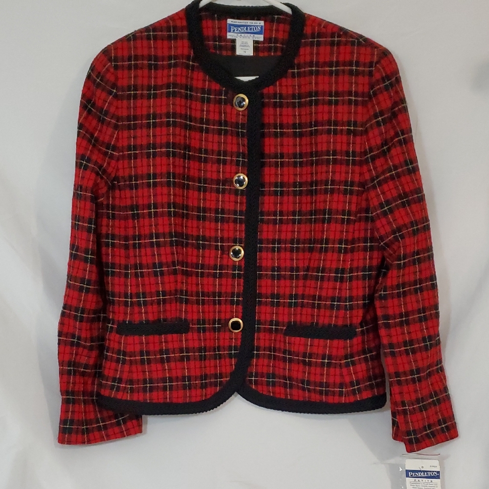 Vintage Jacket Pendleton Petite Blazer 100% Virgin Wool Grandmacore Christmas